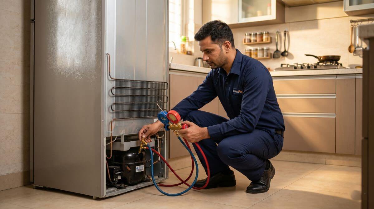 Refrigerator repair service Vadodara – fridge not cooling and compressor issues fixed by BaluaFix
